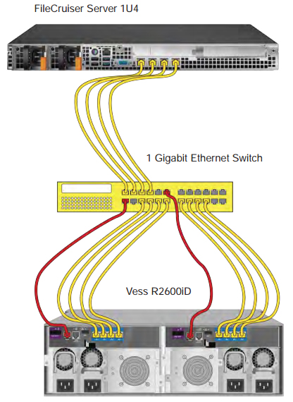 1G LAN Connections on both Systems and Management connection for Vess R2600